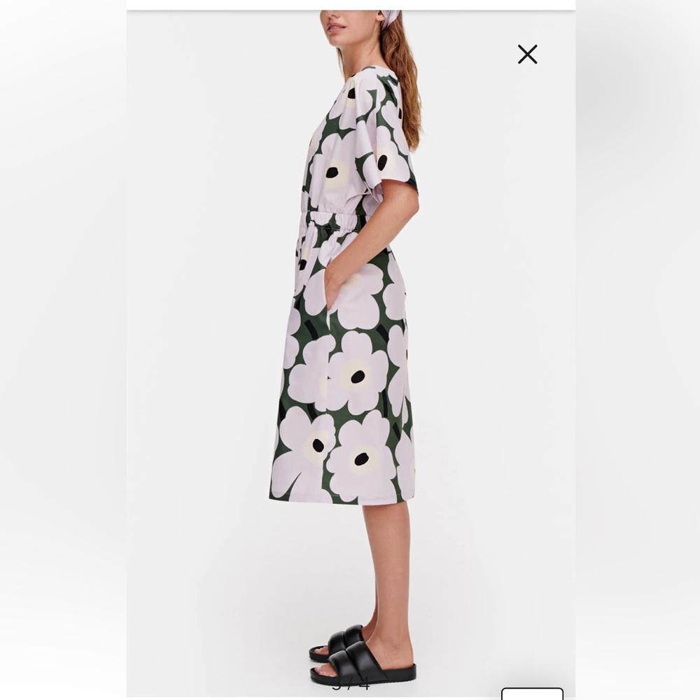 Marimekko Siloinen Pieni Unikko 2 Midi Dress Large NWOT Poppy - Picture 4 of 15